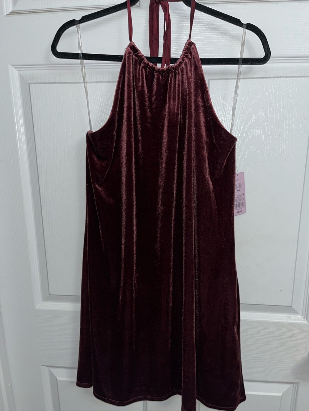 wild fable Velvet Halter Mini Dress in Burgundy